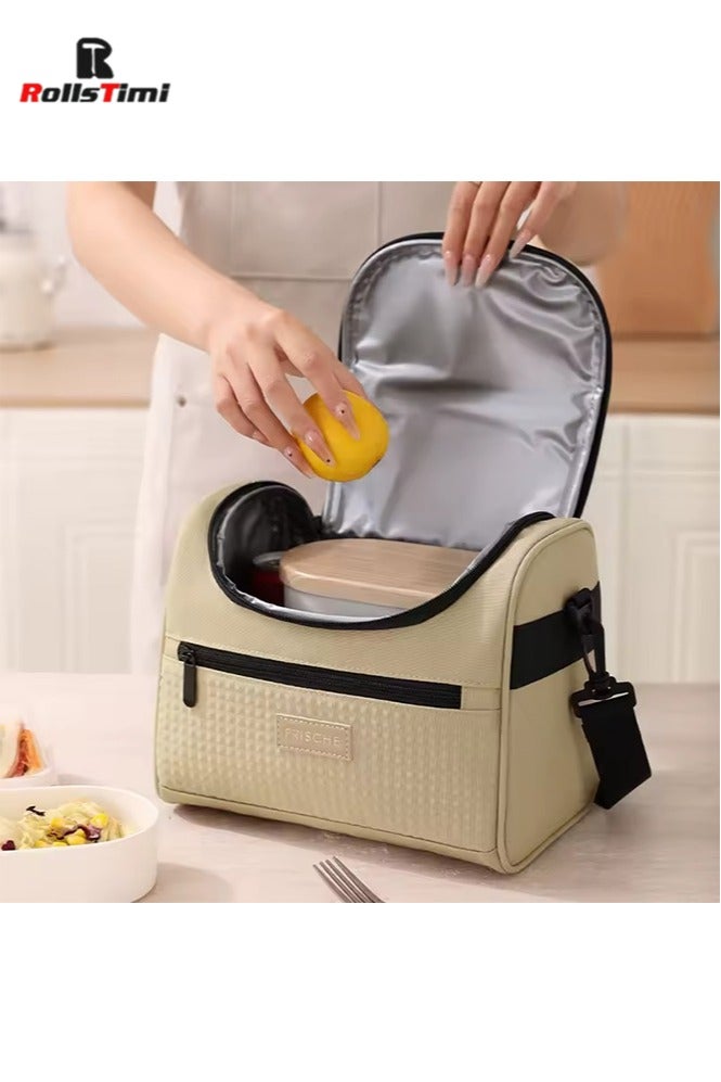 RollsTimi  Lunch Bag for Women/Men, Insulated Lunch Boxs  Soft Cooler Cooling Tote, Lightweight Reusable Waterproof Lunch Box with Adjustable Shoulder Strap For Work,Khaki - Image 1