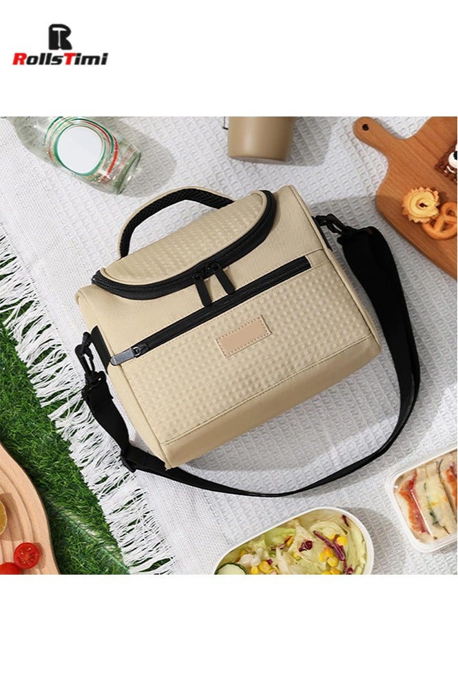 RollsTimi  Lunch Bag for Women/Men, Insulated Lunch Boxs  Soft Cooler Cooling Tote, Lightweight Reusable Waterproof Lunch Box with Adjustable Shoulder Strap For Work,Khaki - Image 3