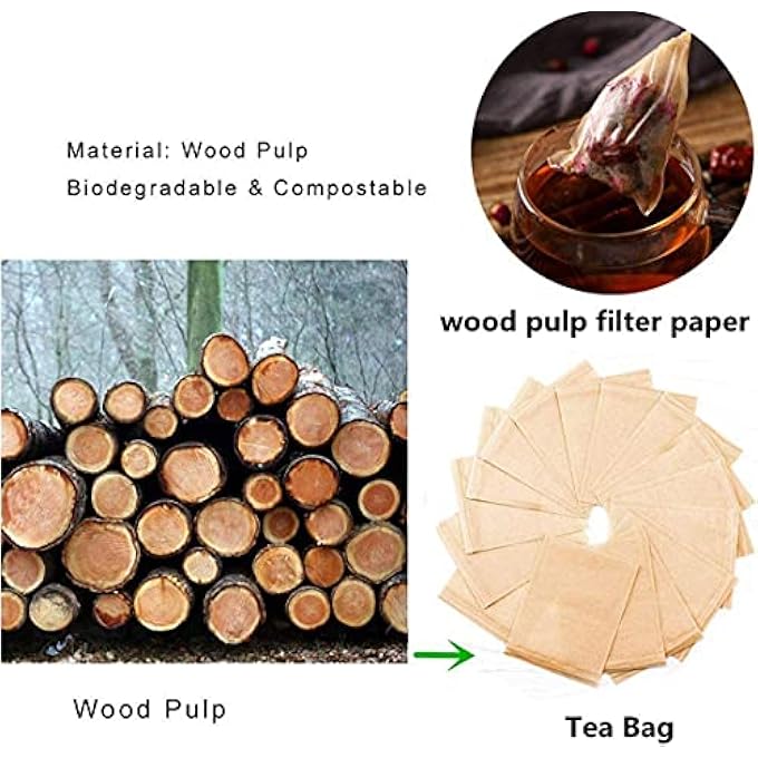 كاست ويف 100 كيس فلتر شاي للاستخدام مرة واحدة، أكياس مصفاة برباط طبيعي لأوراق الشاي السائبة والتوابل والقهوة، 32 × 40 بوصة، سريع وسهل التخمير - Image 5