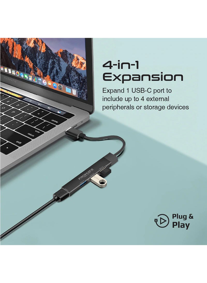 PROMATE 4-In-1 Type-C Sync/Charge Adapter With USB-A Adapter Black - Image 3
