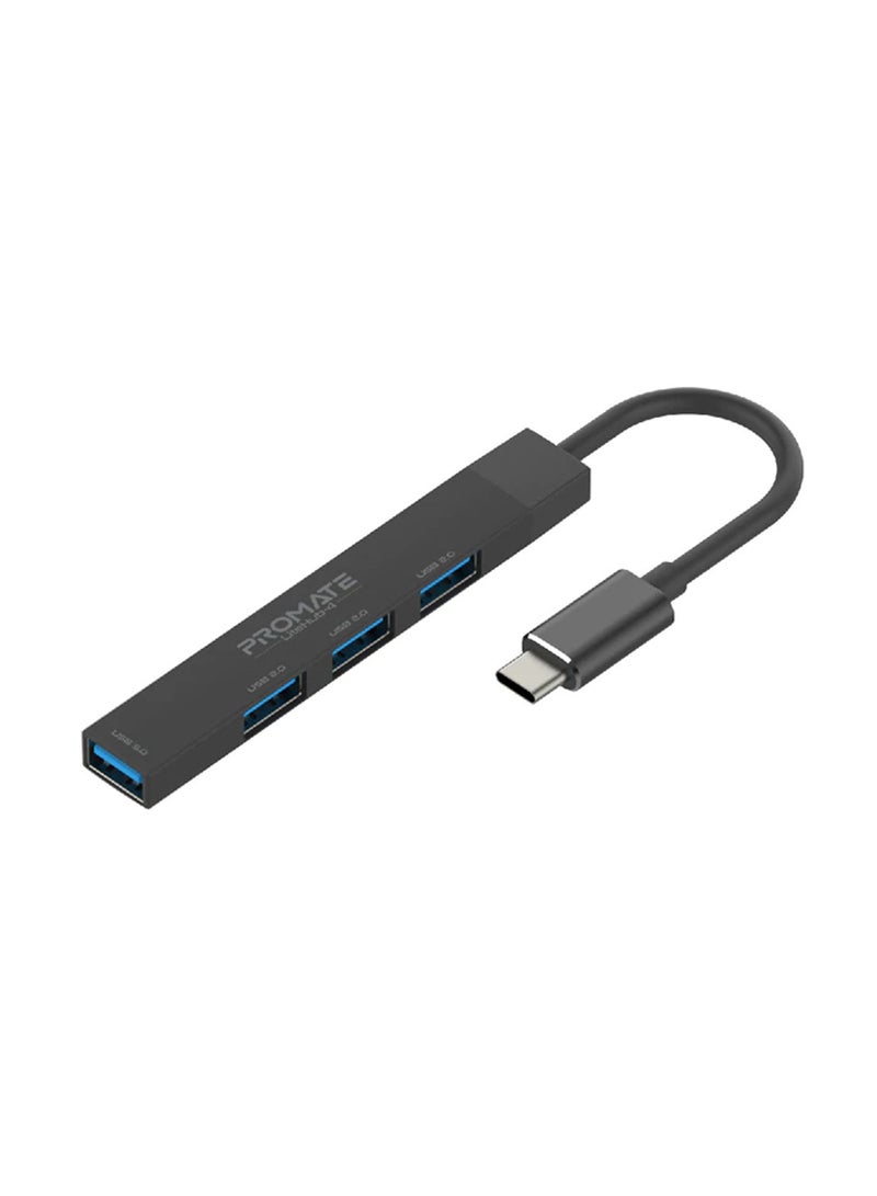 PROMATE 4-In-1 Type-C Sync/Charge Adapter With USB-A Adapter Black - Image 1