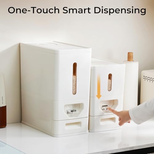 UFORU Rice Dispenser 12 Lbs (6kg), Dry Food Storage Container Sealed Moisture-Proof with Built-in Drawer for Kitchen Pantry Household, BPA-Free - Image 3