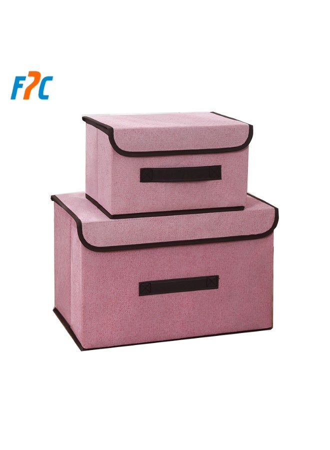 أف بي سي FPC 2 قطعة قابلة للطي مربع التخزين مع الغطاء ، متوفرة باللون الوردي ، قياس 27 * 20 * 16 سم و 38x25x25cm - Image 1