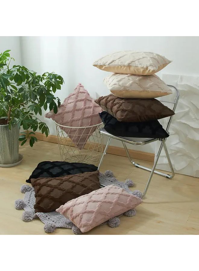 Purple Geometric Striped Plush Pillow Cover 50x50cm Knit Fabric Machine Washable - Image 1
