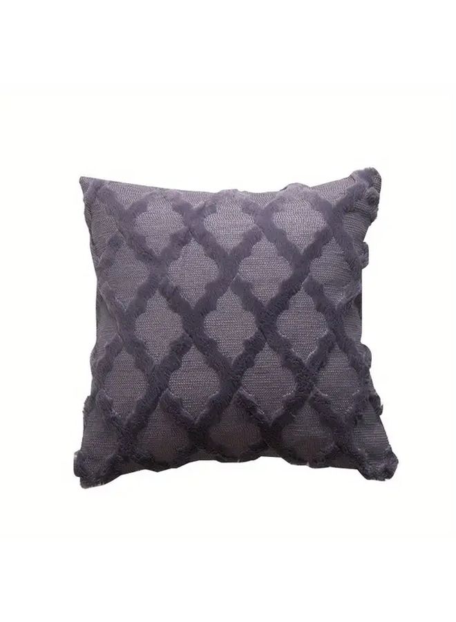Purple Geometric Striped Plush Pillow Cover 50x50cm Knit Fabric Machine Washable - Image 5