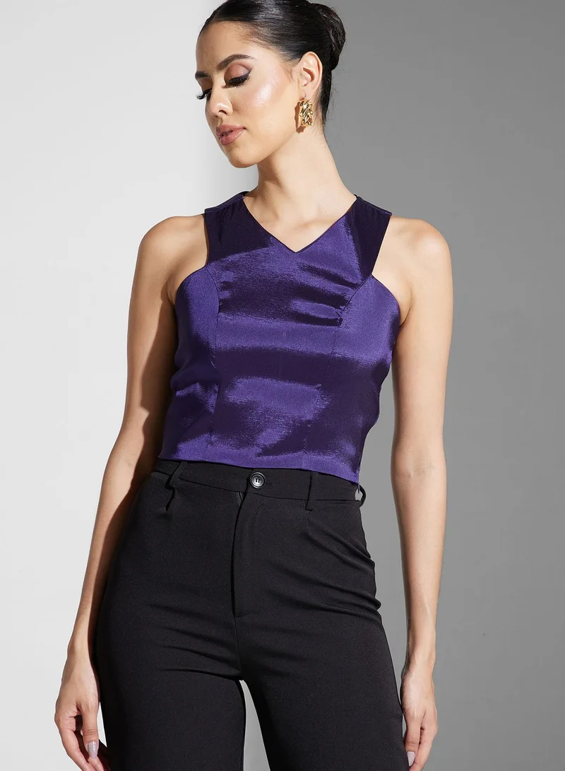 Golden Apple V-Neck Crop Top