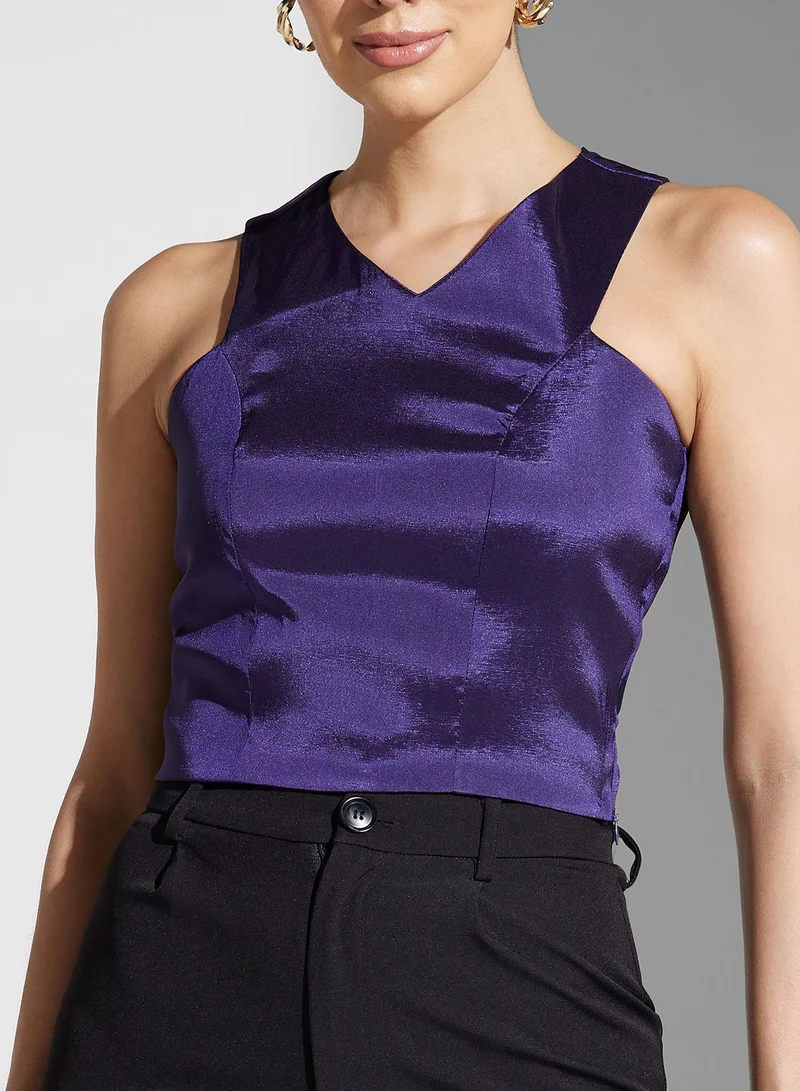 Golden Apple V-Neck Crop Top