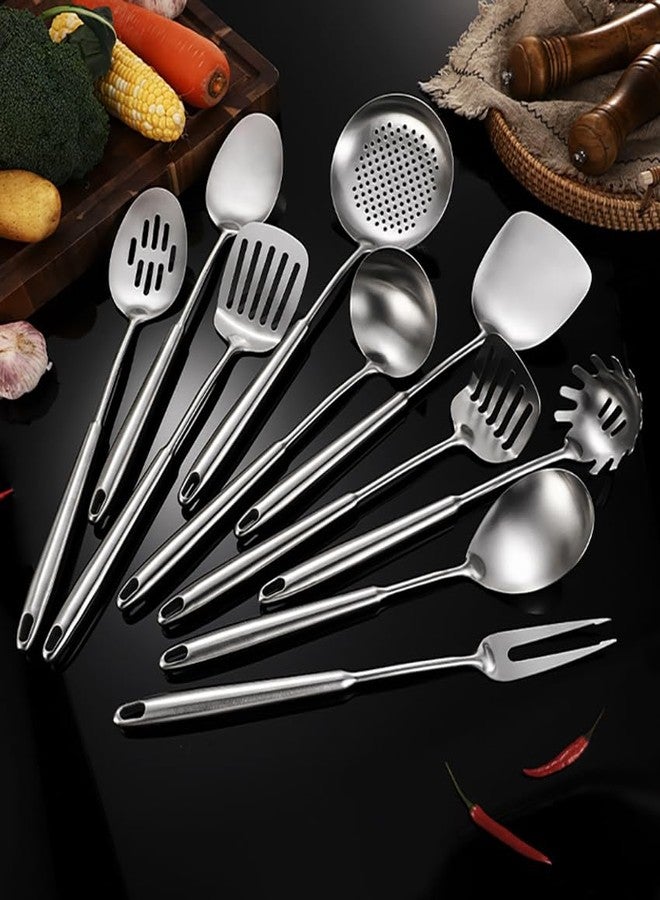 Kakamono Wok Utensils Tools for Carbon Steel, Stainless Steel Wok Spatula Set,Wok Spatula and Skimmer, Soup Ladle,Meat Fork,4-PiecesCooking Tools & Serving Utensil 15inch - Image 4