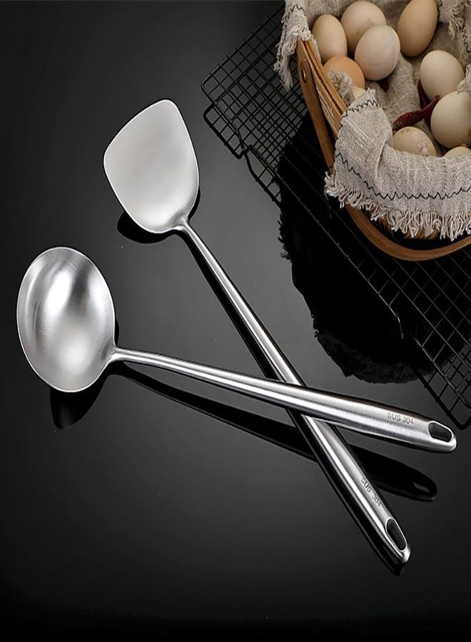 Kakamono Wok Utensils Tools for Carbon Steel, Stainless Steel Wok Spatula Set,Wok Spatula and Skimmer, Soup Ladle,Meat Fork,4-PiecesCooking Tools & Serving Utensil 15inch - Image 5