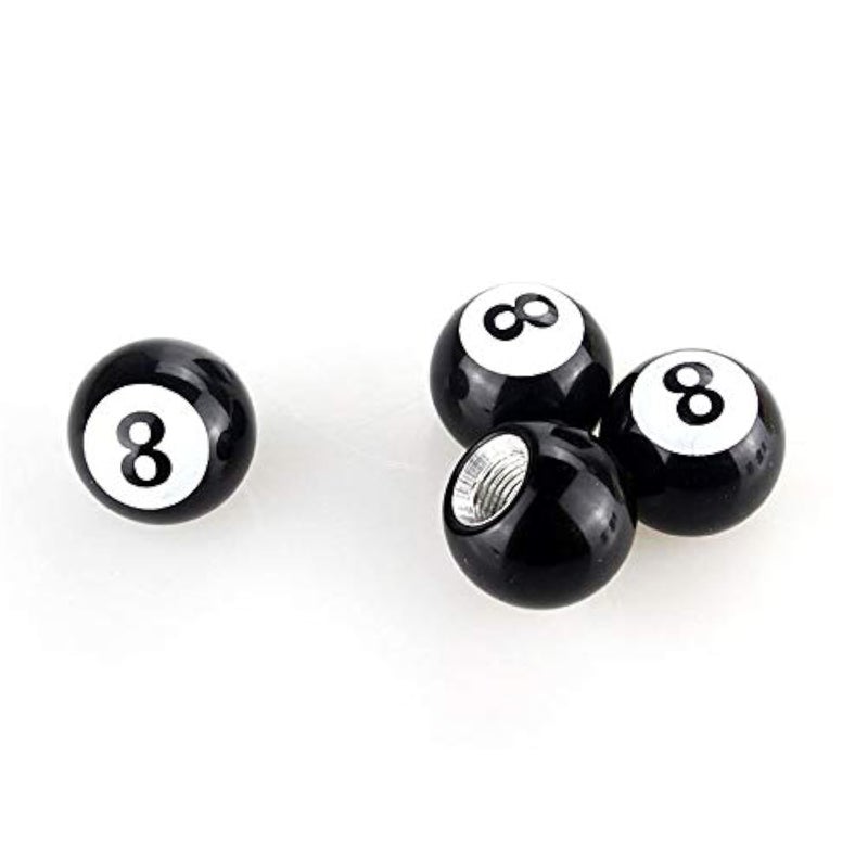 Topxome 4pcsSet Car Wheel Tire Valve Caps Car Moto Bicycle Tyre Air Caps Black 8 Ball Leakproof Air Tire Valve Stem Caps