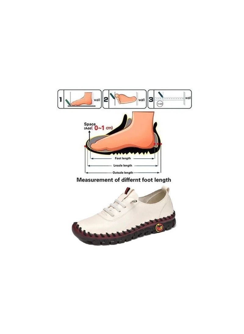 1-Pair New Spring and Summer Ladies Casual Leather Shoes,Rubber Soft Bottom Improve Overall Foot Comfort Women's Shoes,Colour White,Size 35 Yard - Image 2