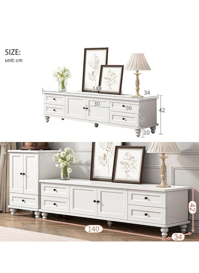 Generic - TV Table TV Stand with 4 Draws and 2 Doors Storage Cabinet Modern TV Cabinet TV Entertainment Center  for Living Room Bedroom(140*34*42cm) - Image 1