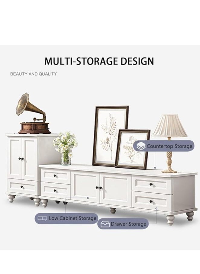 Generic - TV Table TV Stand with 4 Draws and 2 Doors Storage Cabinet Modern TV Cabinet TV Entertainment Center  for Living Room Bedroom(140*34*42cm) - Image 1