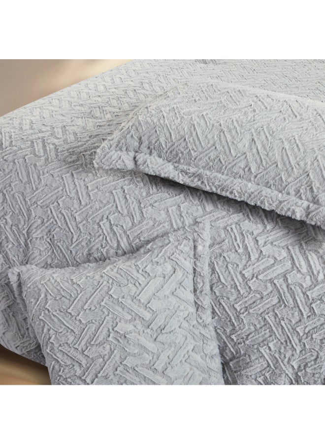 REVE 6-Piece Patterned Winter King Comforter Set Grey 35 x 250 x 230 cm FW075-2 GREY - Image 5