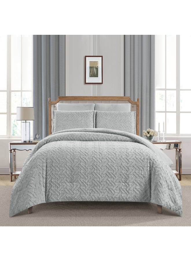 REVE 6-Piece Patterned Winter King Comforter Set Grey 35 x 250 x 230 cm FW075-2 GREY - Image 1