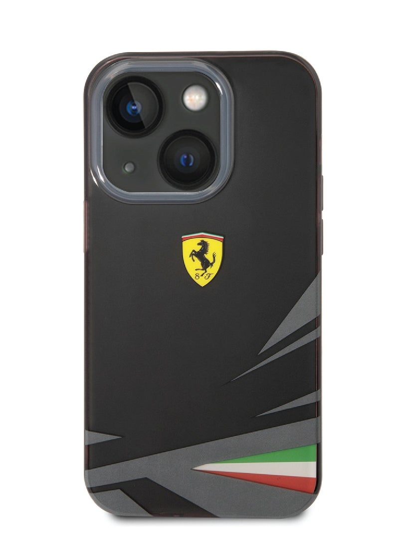 فيراري حافظة PC/TPU مع طباعة طبقة مزدوجة لهاتف iPhone 14 Plus - أسود - Image 1