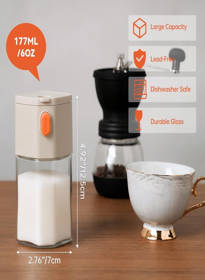 NiHome Sugar Dispenser with Dual Outlet Design, One-Hand Operation Kitchen Container for Granulated Sugar, 6oz Clear Body, Easy Refill Wide Opening for Cooking, Baking, and Beverage Use - Image 3