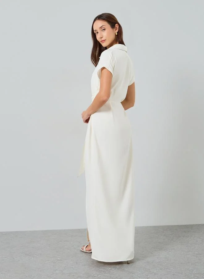 Maxim Creation  Women White Maxi Shirt Dress with Belt for Women | Best Price UAE