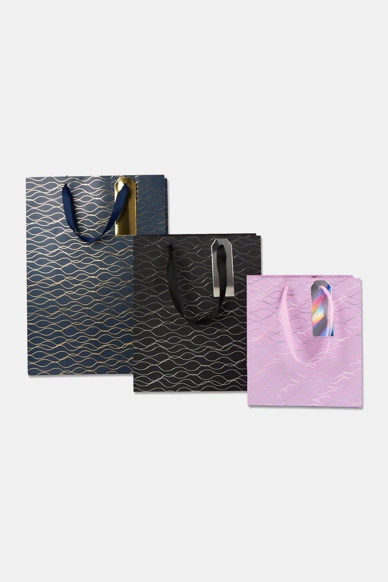 Stella Rose Set of 3 Allover Print Birthday Gift Bags, Multicolor - Image 1