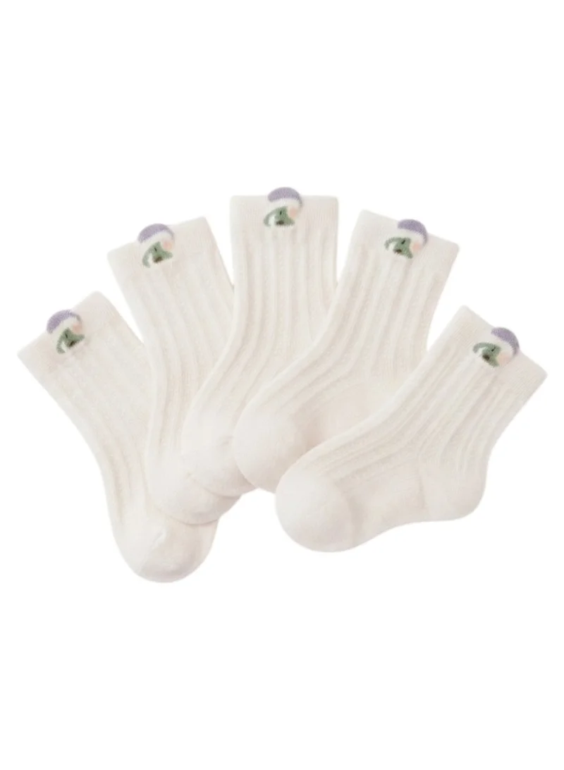 بيداني Baby Ribbed Crew Socks with Back Tab 5 Pairs