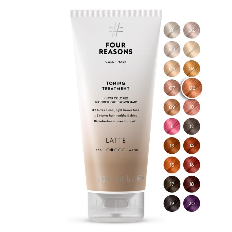 FOUR REASONS Color Mask - Latte - (27 Colors) Toning Treatment, Color Depositing Conditioner, Tone & Enhance Color-Treated Hair - Semi Permanent Hair Dye, Vegan and Cruelty-Free, 6.76 fl oz - Image 1