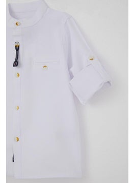 Breeze Baby Boy Shirt Buttoned and Embroidered 9 Months-3 Years, White  - Image 4