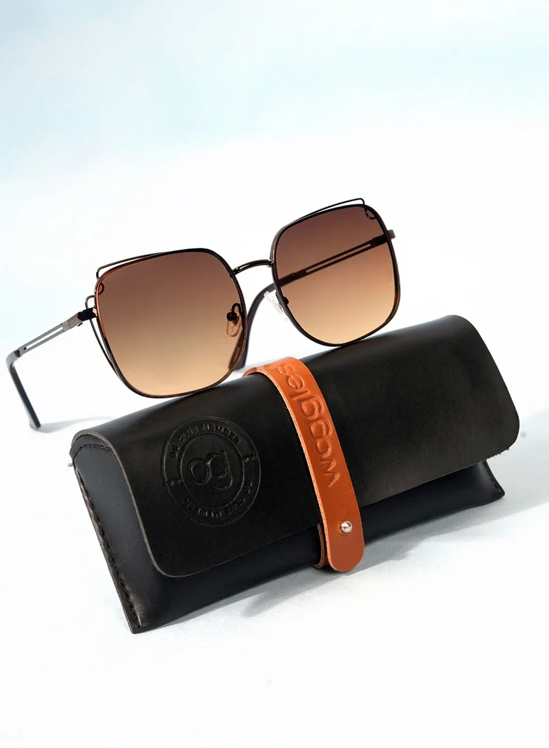 ووجلز نظارات شمسية مربعة بنية أنيقة للحماية من الأشعة فوق البنفسجية للرجال والنساء