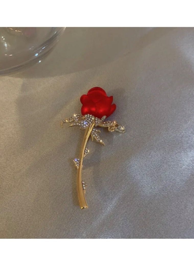 Blueline - Gold & Red Flower Brooch For Women - Image 1