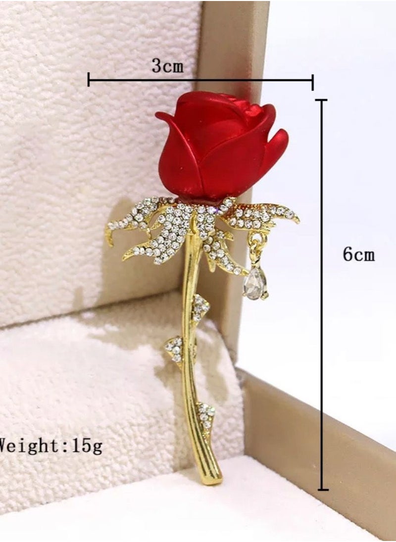 Blueline - Gold & Red Flower Brooch For Women - Image 1