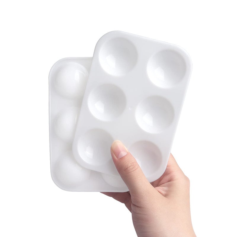 Tamaki 8 PCS White Plastic Paint Tray Palettes Watercolor Palette Painting Tray for Painting Party DIY Craft and Art Painting