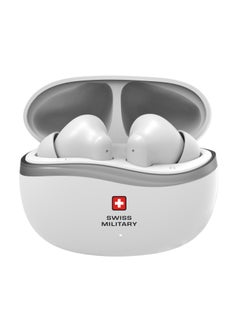 SWISS MILITARY Swiss Military Victor 4 Wireless Earbuds Bluetooth with Active Noise Cancelling, ENC, 5hr Music, Wireless Charging Case,150hr Standby, Compatible with iPhones, Samsung and other Smartphones(White)  - Image 2