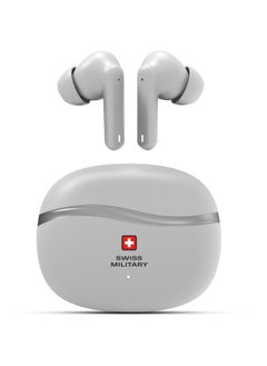 SWISS MILITARY Swiss Military Victor 4 Wireless Earbuds Bluetooth with Active Noise Cancelling, ENC, 5hr Music, Wireless Charging Case,150hr Standby, Compatible with iPhones, Samsung and other Smartphones(White)  - Image 1