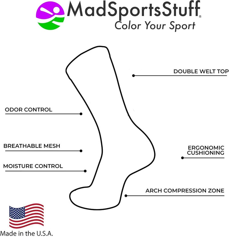 MadSportsStuff Pink Ribbon Breast Cancer Awareness Support Crew Socks for Football Volleyball Boys Girls Men Women Youth - Image 3