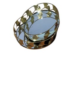 Generic 2 Pieces Lotus Metal Trays * Mirrors, Ideal for Serving Sweets, Fruits and Snacks, and a Distinctive Decorative Design  - Image 1
