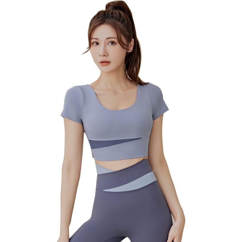 Yoga Short Sleeve Top with Built-in Bra - Image 4