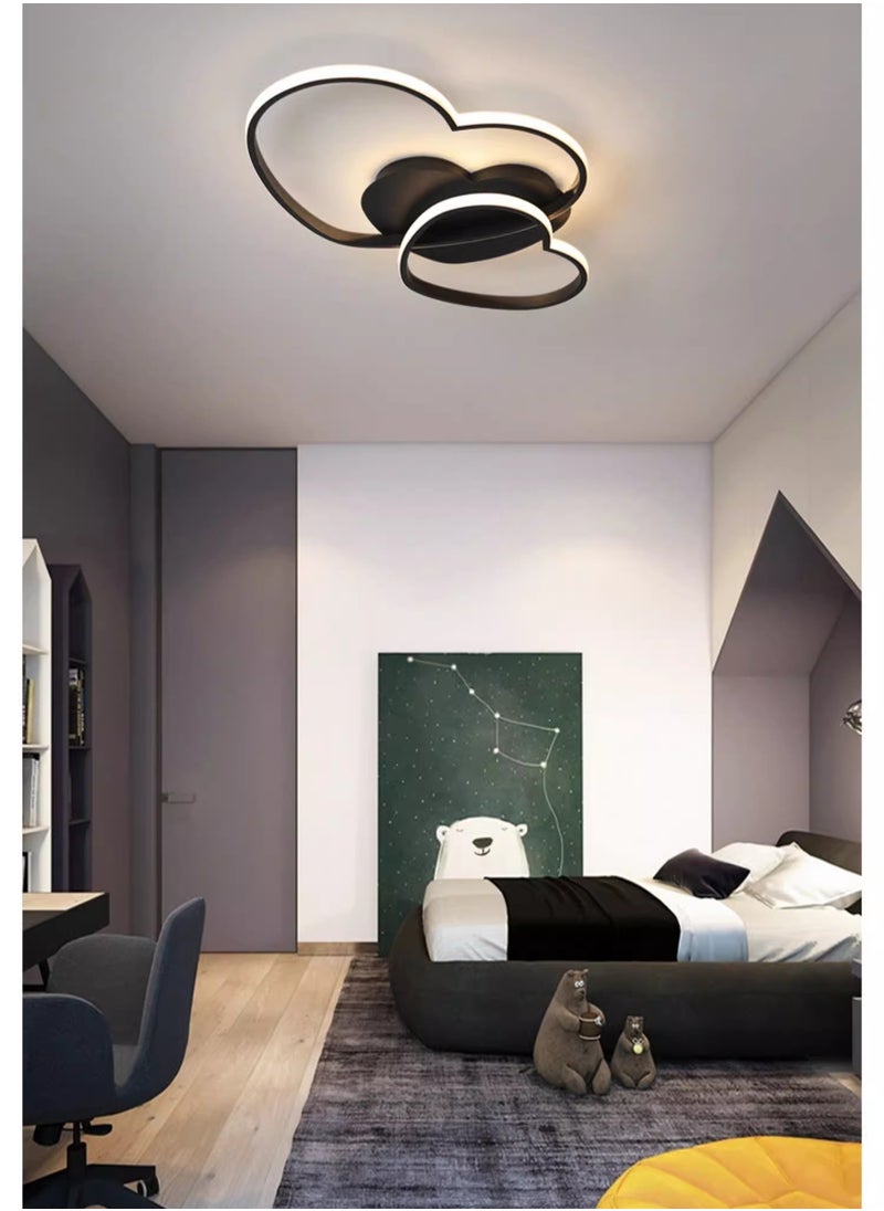 Haikomin - Modern Heart Shaped LED Ceiling Lights In Living Room Dining Room Bedroom Kitchen With Remote Dimmable Light Color Black - Image 1