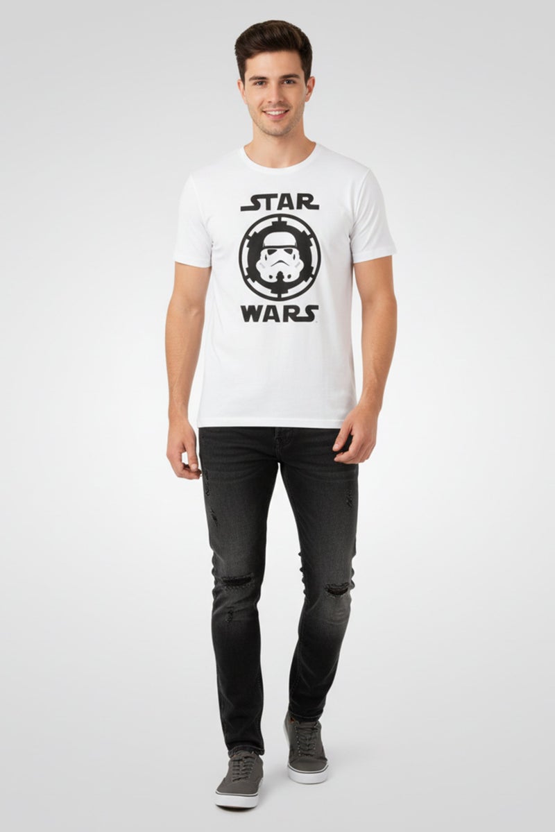 STAR WARS Men Crew Neck Short Sleeve Graphic Print T-Shirt, White - Image 1