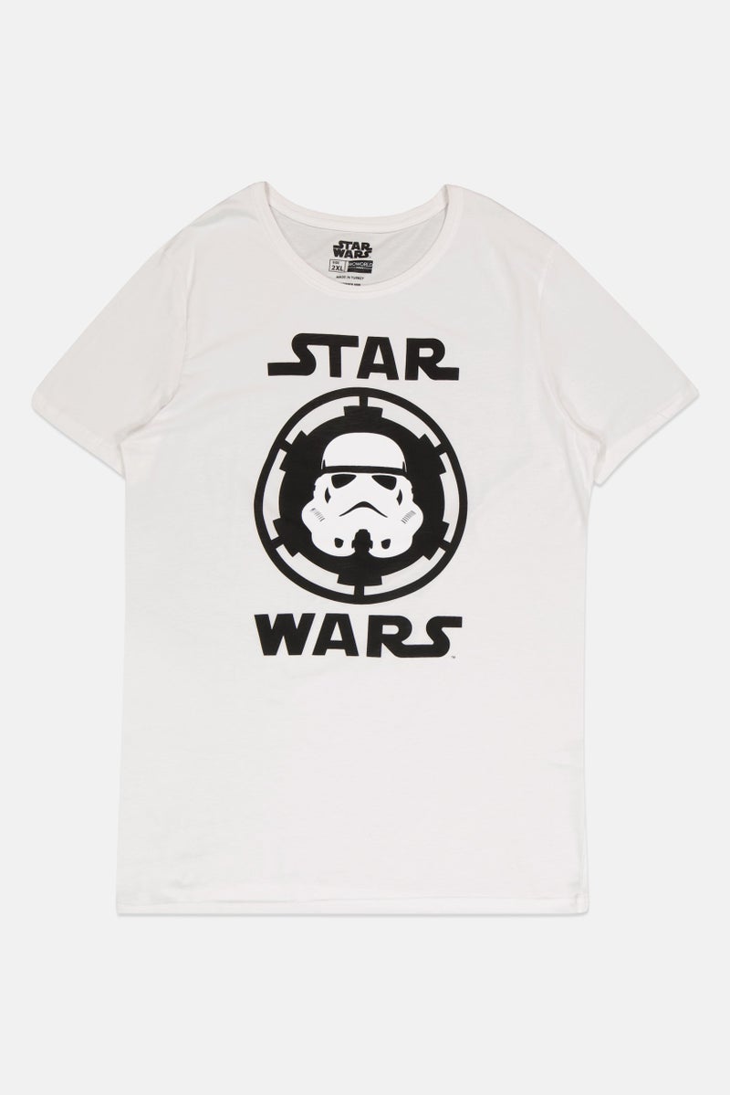 STAR WARS Men Crew Neck Short Sleeve Graphic Print T-Shirt, White - Image 2