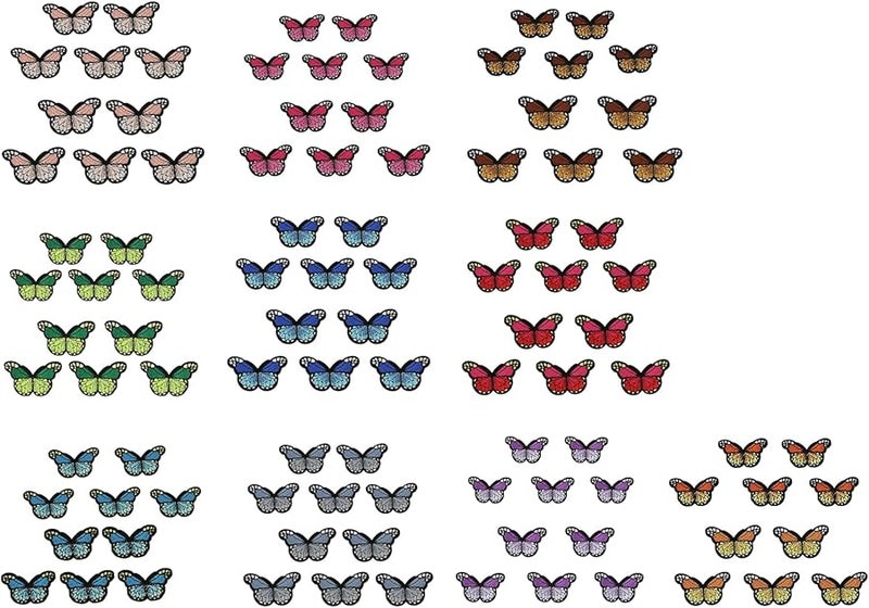 فراشات زرقاء سماوية لاصقة 10 قطع تطريز تطبيق على الملابس السترات الجينز - Image 5