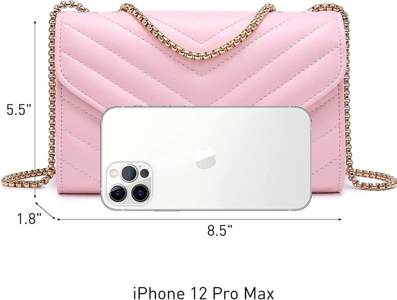 KRIFTY Small Quilted Crossbody Bags Stylish Designer Evening Bag Clutch Purses and Handbags with Chain Shoulder Strap (Light Pink) - Image 2
