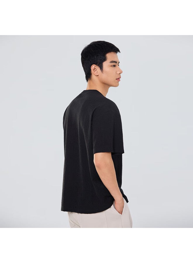 Markless Breathable T-shirt For Men, Summer New Round Neck Loose Short Sleeve Top, 5648 Starry Black, 2XL - Image 1