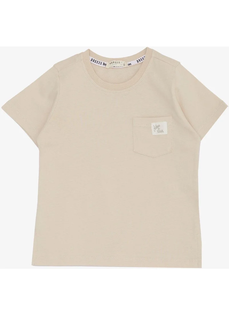 Breeze Boy T-Shirt Cool Writing Emblem Pocket 1.5-5 Years, Beige