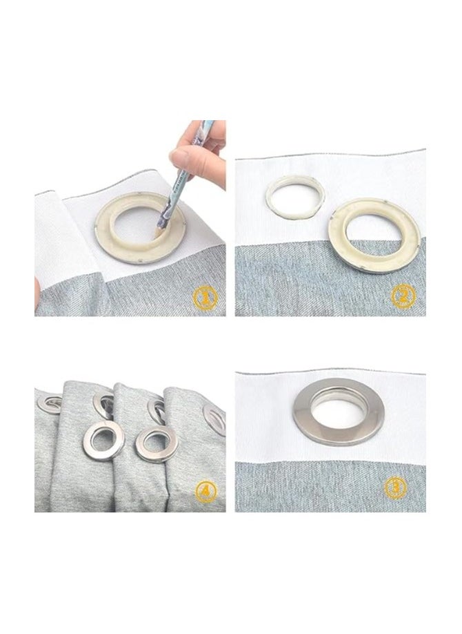 Zeenah Furniture - Curtain Eyelet Rings 100 Pieces Round Grommet Plastic Rings Clips - Image 1