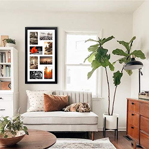 QUTREY 4x6 Black Collage Picture Frames Set of 2, 8 Openings Matted Collage Frame for 4x6 Pictures to Display 16 Multi Photos for Wall - Image 5