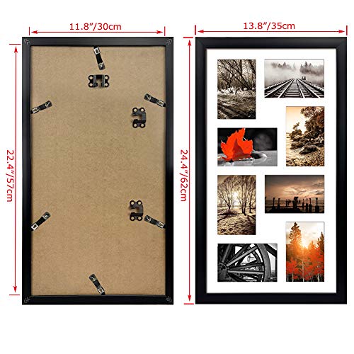 QUTREY 4x6 Black Collage Picture Frames Set of 2, 8 Openings Matted Collage Frame for 4x6 Pictures to Display 16 Multi Photos for Wall - Image 3