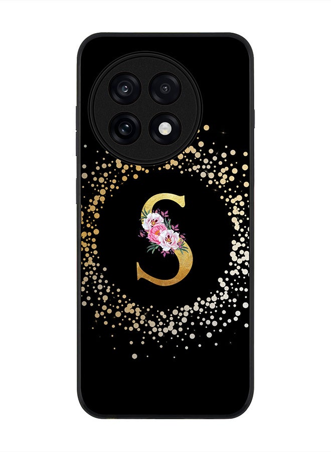 Stylizedd For OnePlus 13R / Ace 5 Pro Case,Slim fit Camera Protection, Shockproof Thin Phone cover  - Custom Monogram Floral - S ( Black )