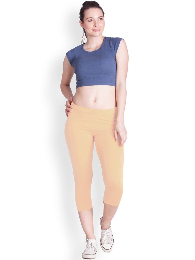 Lyra Women Regular Fit Solid Premium Cotton Capri Skin Large - Image 3