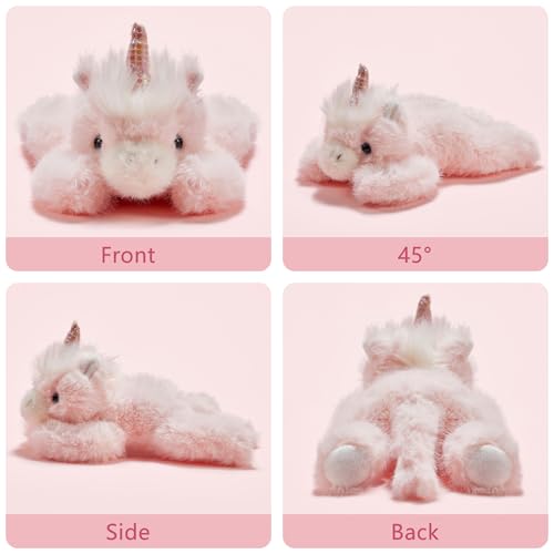 Niceup 7in Unicorn Matching Stuffed Animals for Little Girls Twins Sisters Unicorn Stuffy Weighted Plush Toys Pink and White 2Pack - Image 5