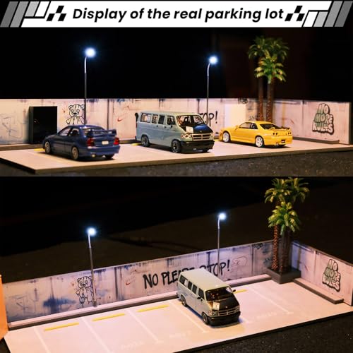 SUNFATT Display Case for Hotwheels,1/64 Diorama Display Case,Graffiti Scene with LED,Display for 1/64 Diorama Matchbox & Hotwheels Cars - Image 2