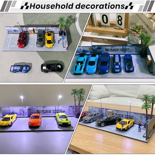 SUNFATT Display Case for Hotwheels,1/64 Diorama Display Case,Graffiti Scene with LED,Display for 1/64 Diorama Matchbox & Hotwheels Cars - Image 5